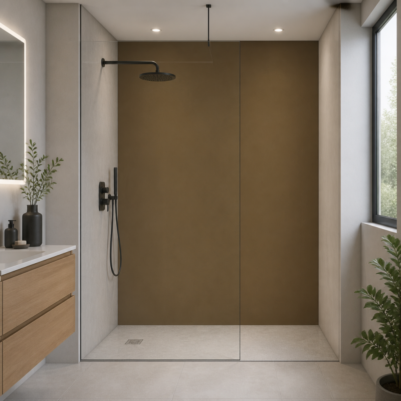 Panneau de douche RAL 8000 Brun vert sur mesure | Livraison gratuite