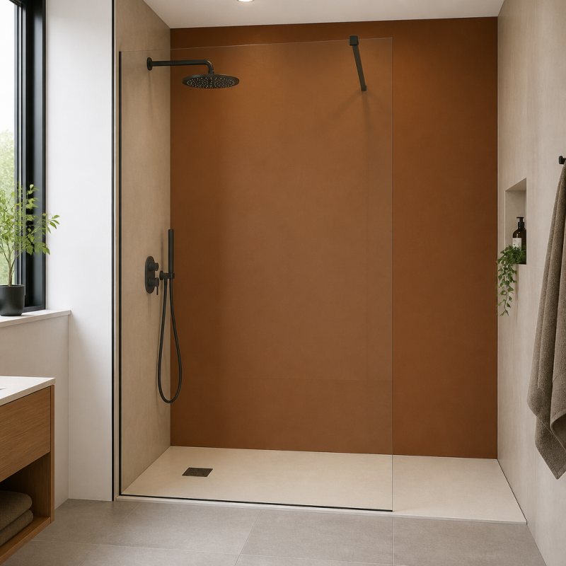 Panneau de douche RAL 8023 Brun orangé sur mesure | Livraison gratuite