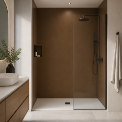 Panneau de douche RAL 8024 Brun beige sur mesure | Livraison gratuite