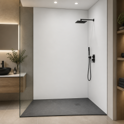 Panneau de douche RAL 9003 Blanc de sécurité sur mesure | Livraison gratuite