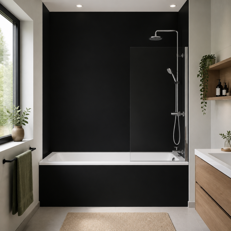 Panneau de douche RAL 9005 Noir foncé sur mesure | Livraison gratuite