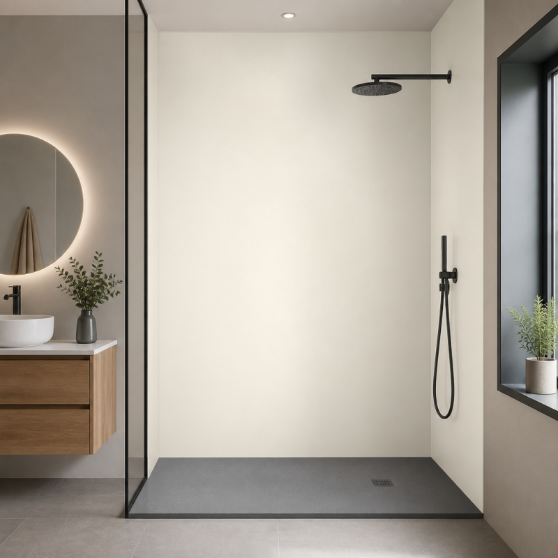 Panneau de douche RAL 9010 Blanc pur sur mesure | Livraison gratuite