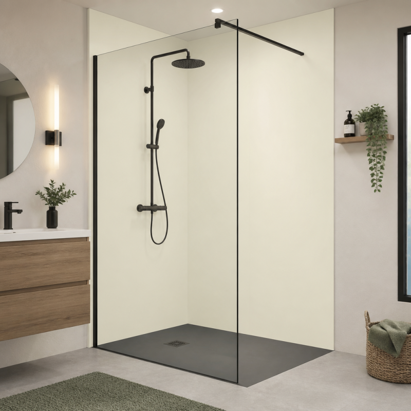 Panneau de douche RAL 9012 Blanc salle blanche sur mesure | Livraison gratuite