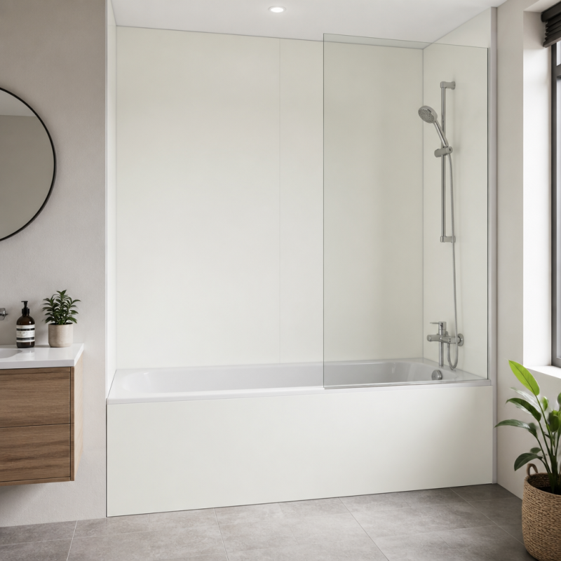 Panneau de douche RAL 9016 Blanc signalisation sur mesure | Livraison gratuite