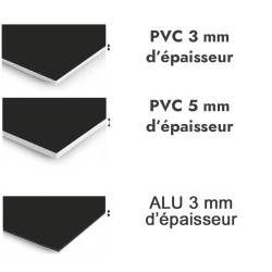 Panneau de douche Noir signalisation - PVC et ALU épaisseurs
