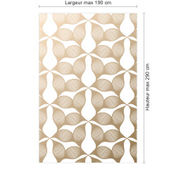 Panneau de douche motif feuilles graphiques modernes beiges dimensions max 190x290 cm