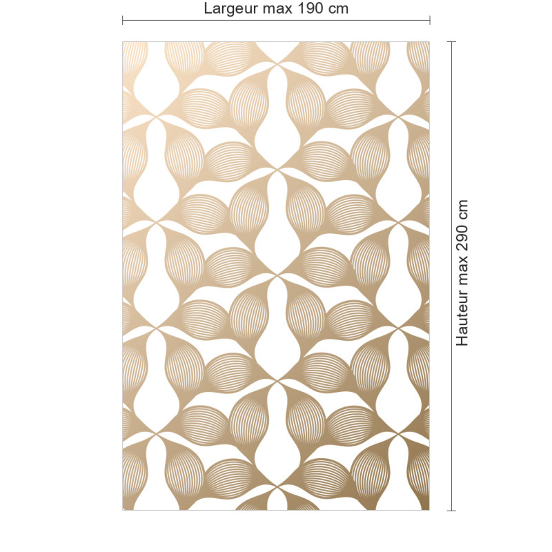 Panneau de douche motif feuilles graphiques modernes beiges dimensions max 190x290 cm