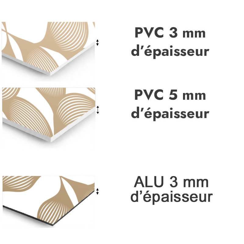 Panneau de douche motif feuilles graphiques modernes beiges - PVC et ALU épaisseurs
