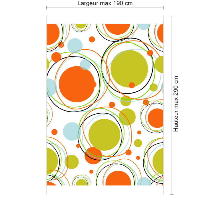 Panneau de douche motif bulles oranges et vertes dimensions max 190x290 cm
