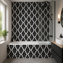 Panneau de douche motif épis de blé noirs mise en situation