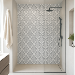 Panneau de douche motif feuilles impériales mise en situation