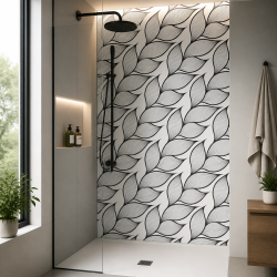 Panneau de douche motif épis de blé gris mise en situation