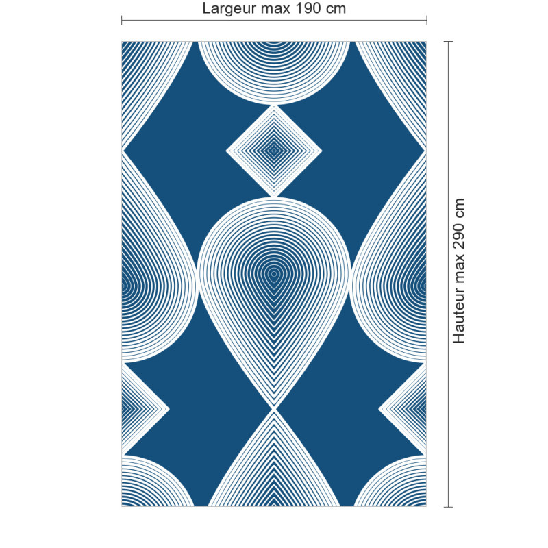 Panneau de douche motif éclipse bleue dimensions max 190x290 cm