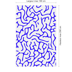 Panneau de douche motif réseau organique bleu dimensions max 190x290 cm
