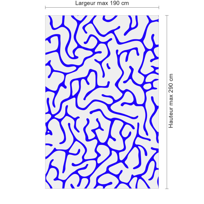 Panneau de douche motif réseau organique bleu dimensions max 190x290 cm