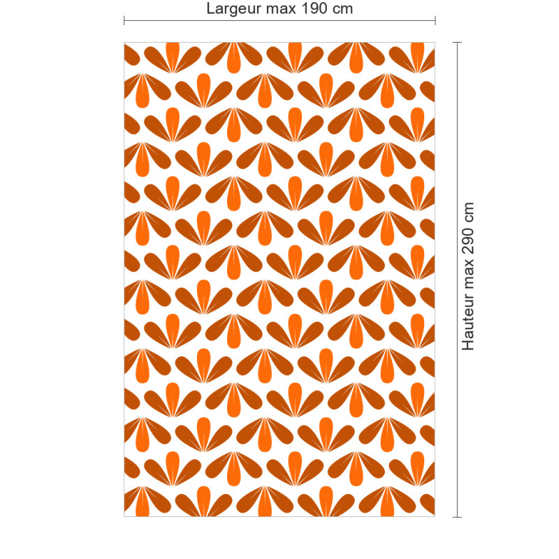 Panneau de douche motif palmette orange terracotta dimensions max 190x290 cm