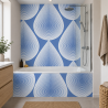 Panneau de douche motif gouttes bleu azur mise en situation