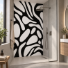 Panneau de douche motif formes organiques noires et blanches mise en situation