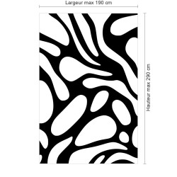 Panneau de douche motif formes organiques noires et blanches dimensions max 190x290 cm