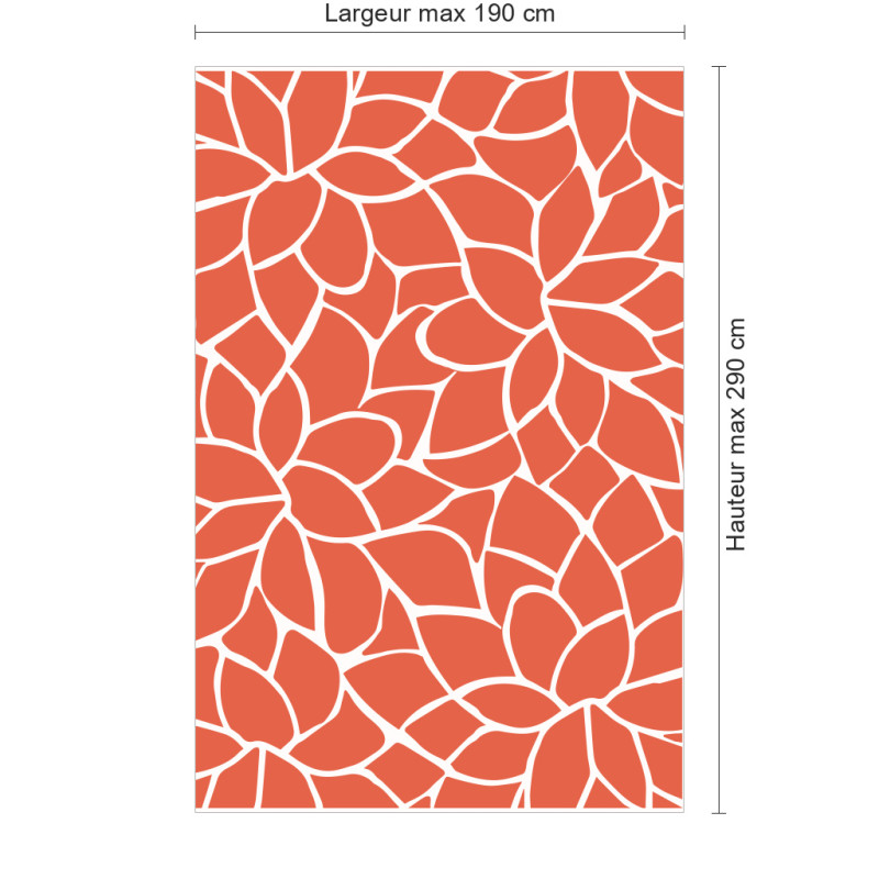 Panneau de douche motif floraison corail dimensions max 190x290 cm