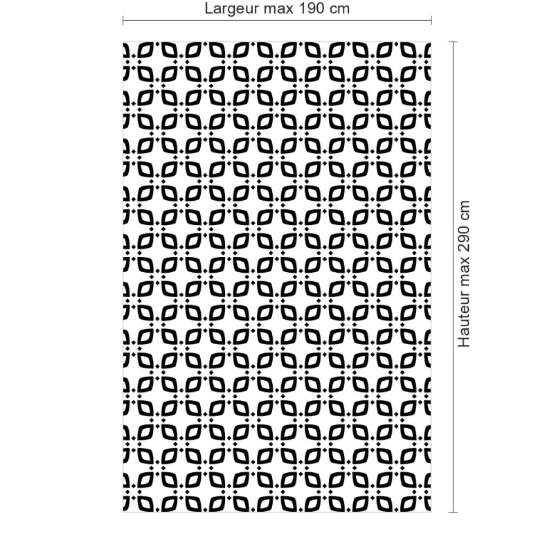 Panneau de douche motif treillis noir et blanc dimensions max 190x290 cm