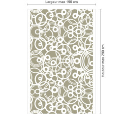 Panneau de douche motif cercles graphiques sable dimensions max 190x290 cm