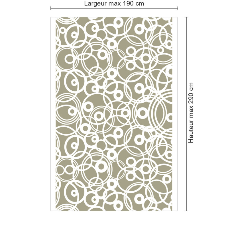 Panneau de douche motif cercles graphiques sable dimensions max 190x290 cm