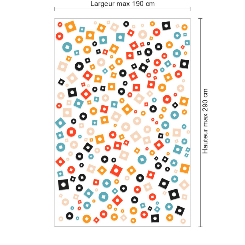 Panneau de douche motif formes géométriques multicolores dimensions max 190x290 cm