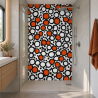 Panneau de douche motif bulles orange corail et blanches mise en situation