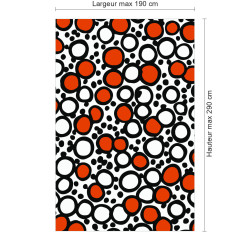 Panneau de douche motif bulles orange corail et blanches dimensions max 190x290 cm