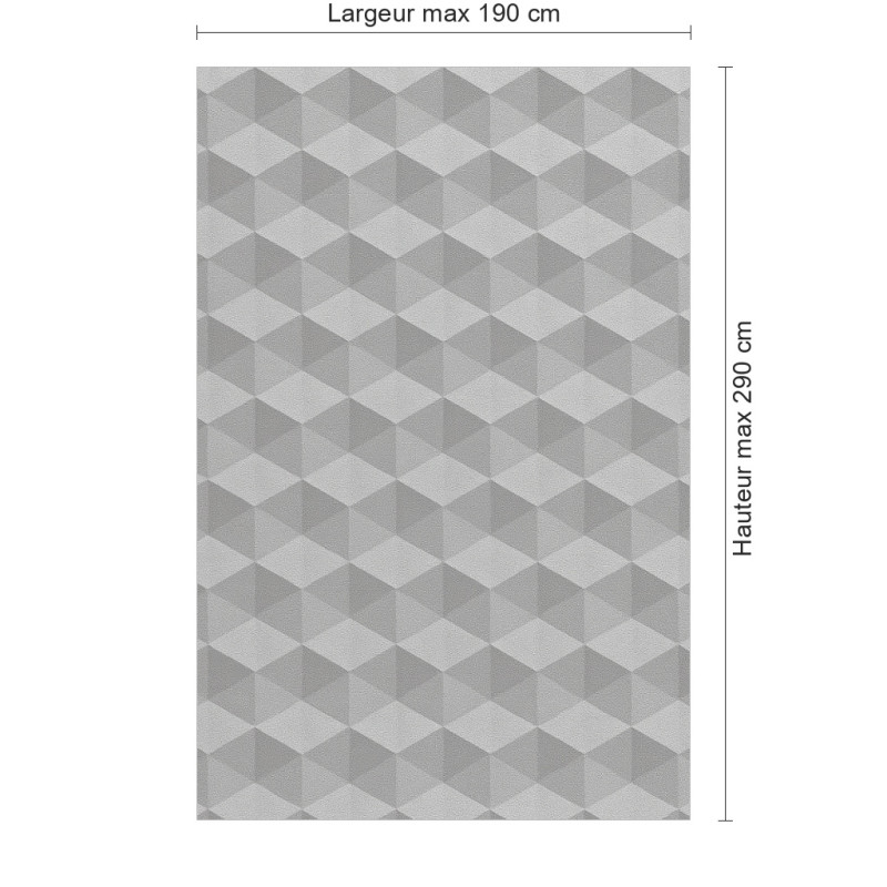 Panneau de douche motif effet 3D géométrique gris dimensions max 190x290 cm