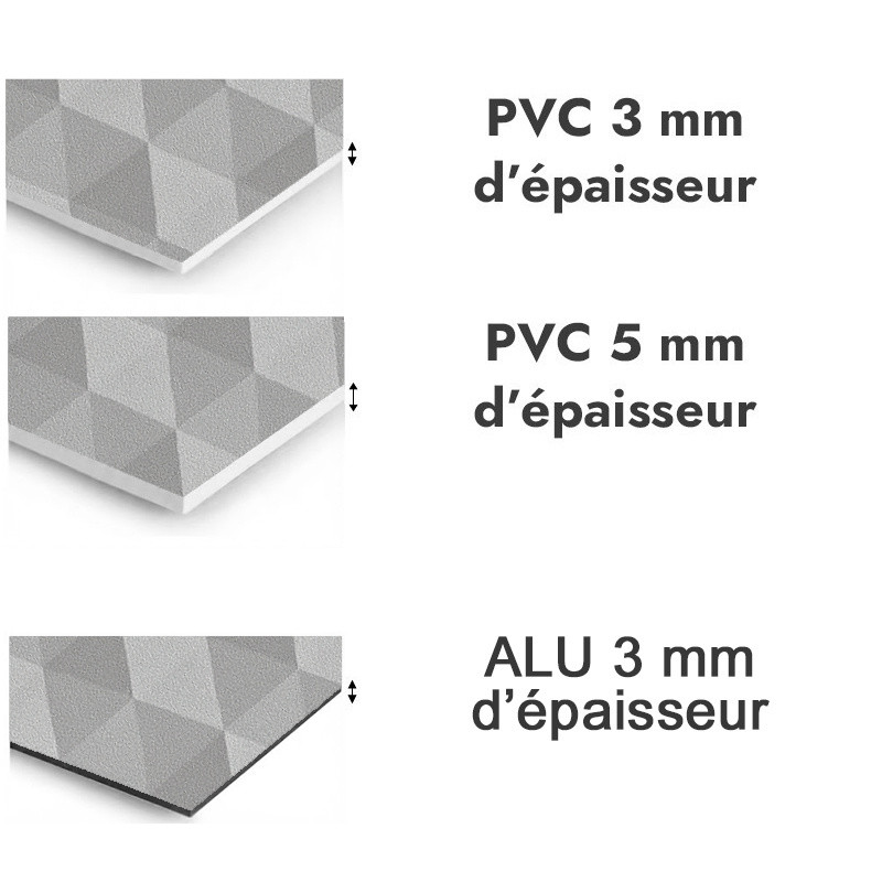 Panneau de douche motif effet 3D géométrique gris - PVC et ALU épaisseurs