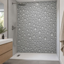 Panneau de douche motif gouttes d'eau mise en situation