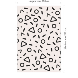 Panneau de douche motif éclats de symboles noirs et blancs dimensions max 190x290 cm
