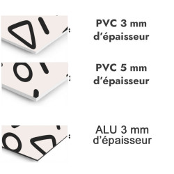 Panneau de douche motif éclats de symboles noirs et blancs - PVC et ALU épaisseurs