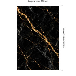 Panneau de douche motif marbre noir et jaune doré dimensions max 190x290 cm