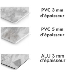 Panneau de douche motif béton brut - PVC et ALU épaisseurs