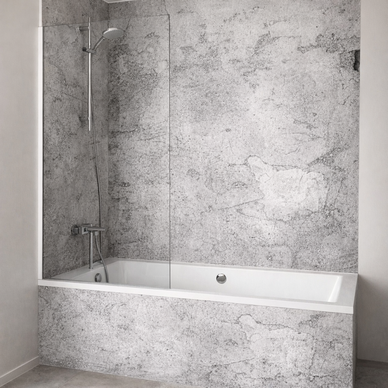 Panneau de douche motif béton grunge mise en situation