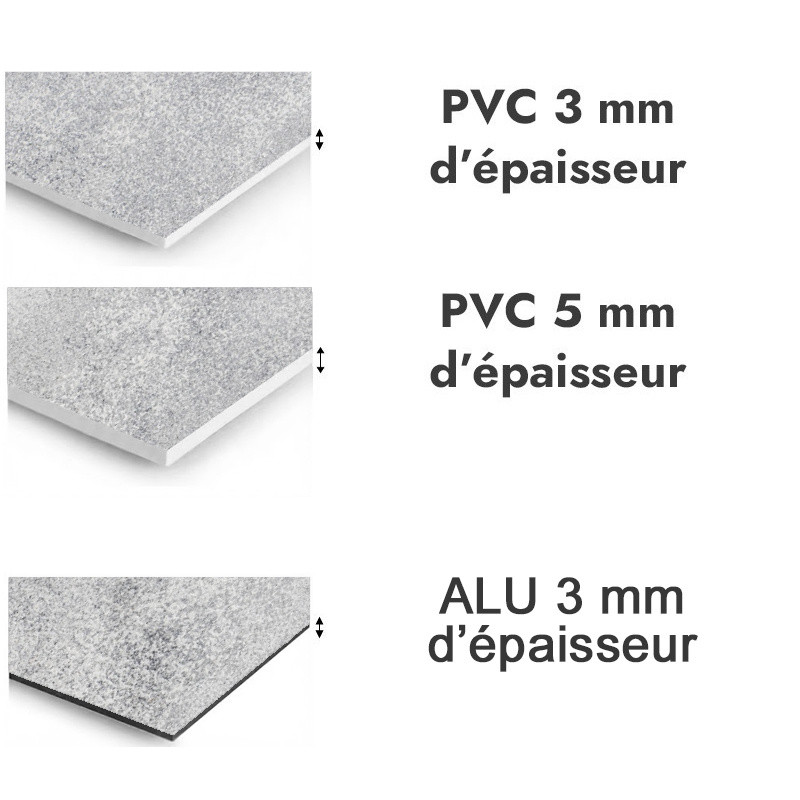 Panneau de douche motif béton lissé - PVC et ALU épaisseurs