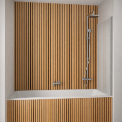 Panneau de douche motif bois naturel en ligne mise en situation