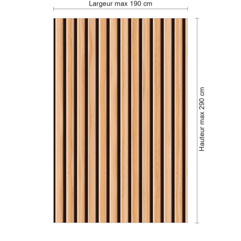 Panneau de douche motif bois naturel en ligne dimensions max 190x290 cm