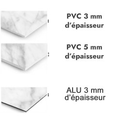 Panneau de douche motif marbre blanc et gris clair - PVC et ALU épaisseurs
