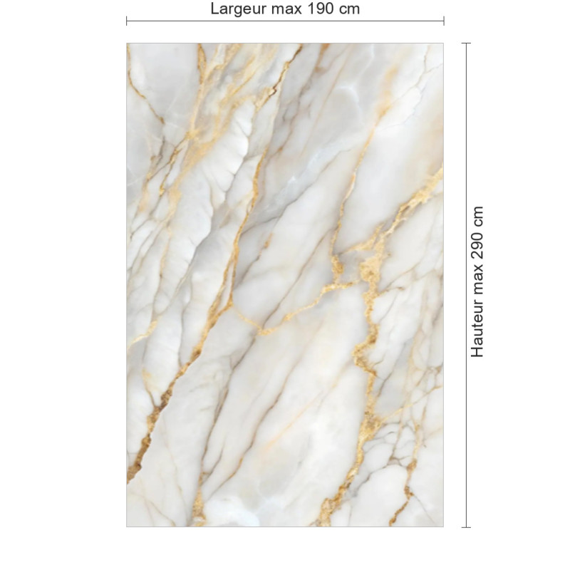 Panneau de douche motif marbre gris et ocre dimensions max 190x290 cm