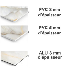 Panneau de douche motif marbre gris et ocre - PVC et ALU épaisseurs