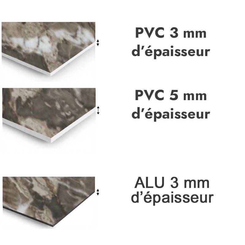 Panneau de douche motif marbre pierre naturelle - PVC et ALU épaisseurs