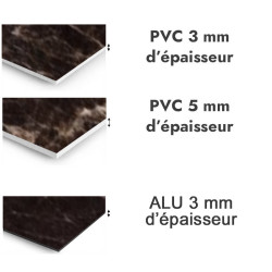 Panneau de douche motif marbre foncé - PVC et ALU épaisseurs