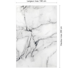 Panneau de douche motif marbre blanc et gris noir dimensions max 190x290 cm