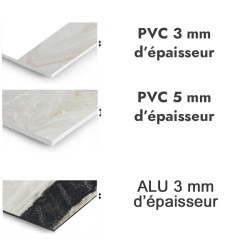 Panneau de douche motif marbre noir et blanc tranché - PVC et ALU épaisseurs