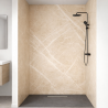 Panneau de douche motif marbre naturel beige mise en situation