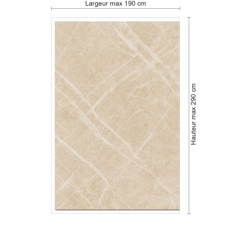Panneau de douche motif marbre naturel beige dimensions max 190x290 cm